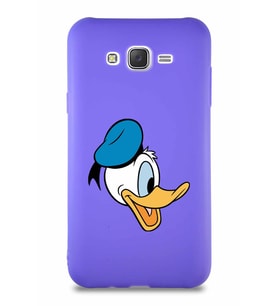 Samsung Galaxy J7 Core Soft Premier Kapak Donald Duck-F Tasarımlı Silikon Kılıf - Mor (Şeffaf)