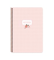 A4 80 Yaprak Kareli Karton Kapak Spiralli Defter – Pötikare Desenli (Pembe)