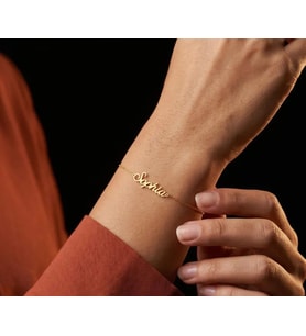 Kişiye Özel 925 Ayar Gümüş Minimal İsim Bileklik (Gold)