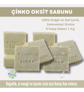 Bitkiselce Saf ve doğal içeriklerle Çinko Oksit Sabunu 950 gr (8 Kalıp)