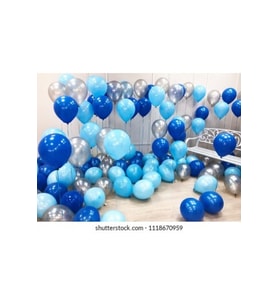 30 Adet Pastel Lacivert-pastel Mavi Gümüş Balon