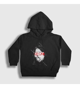 Presmono Unisex Çocuk Siyah Fake Nirvana Kurt Cobain Kapüşonlu Sweatshirt 35481tt
