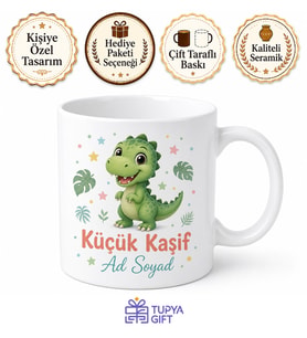 Sevimli Dinozor Desenli Çocuk Kupası Porselen Bardak Çocuk Odası Hediye