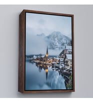Çerçeveli Hallstatt Avusturya Manzarası Duvar Tablosu (Siyah)