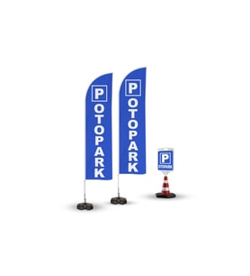 Otopark Temalı 2 Adet Yelken Bayrak,1 Adet Reklam Duba Paketi