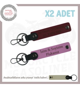 Otobüs Anahtarlarına Uygun, İsim Ve Plaka Yazılabilen x2' li Anahtarlık Takım, Pembe-Bordo-SK (Çok Renkli)