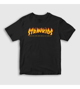 Presmono Unisex Çocuk Siyah Thrasher K-Pop Stray Kids T-Shirt 414072tt