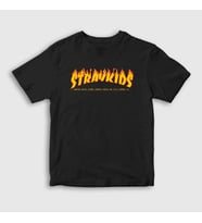 Presmono Unisex Çocuk Siyah Thrasher K-Pop Stray Kids T-Shirt 414072tt