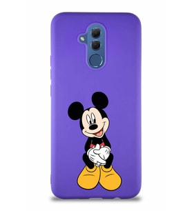 Huawei Mate 20 Lite Soft Premier Kapak Mickey Mouse-A Tasarımlı Silikon Kılıf - Mor (Şeffaf)