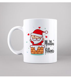 Mutlu Yıllar & Merry Christmas & Yılbaşı & Noel Baba Tasarımlı Kupa