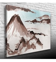 Karlı Dağlar Gri Bulutlar Yağlıboya Kanvas Tablo 50 x 70