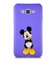 Samsung Galaxy J7 Soft Premier Kapak Mickey Mouse-A Tasarımlı Silikon Kılıf - Mor (Şeffaf)