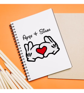 Mickey & Minnie Mouse Sevgili Çift Tasarımlı Defter Kişiye Özel