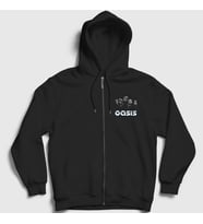 Presmono Unisex Siyah Band Oasis Fermuarlı Kapüşonlu Sweatshirt 100097tt