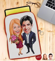 BK Gift Kişiye Özel Sevgililer Karikatürlü Taşınabilir Koruyucu Tablet Kılıfı & Organizer Çanta - Turuncu-94