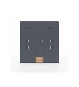 Hyperion Dolap 10 Raflı 2 Çekmeceli 4 Askılı 220x44x243 Antrasit-Antrasit/Çam