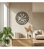 Viking Pusulası Vegvisir Duvar Tablosu MDF Lazer Kesim Nordik Duvar Süsü Modern Dekor