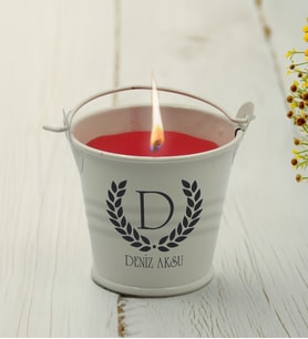 BK Gift Kişiye Özel Baş Harfli İsimli Mini Metal Kovada Kokulu Mum-6, Sevgiliye Hediye, Arkadaşa Hediye