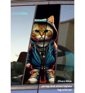 rapçi kedi sticker yan kapı direk kaplama 2li sol sağ takım yapıştırma