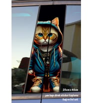 rapçi kedi sticker yan kapı direk kaplama 2li sol sağ takım yapıştırma