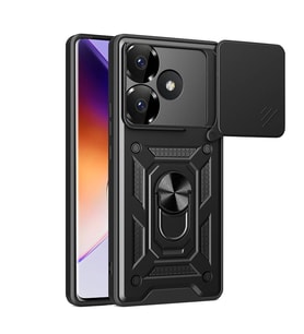Xiaomi Poco F6 Uyumlu Kılıf Magnetik Standlı Kamera Korumalı Zore Sürgülü Vega Kapak