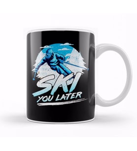 Ski You Later Awesome Skiing Pun Kupa Bardak Porselen