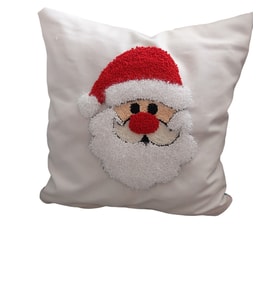 Yılbaşı Noel Baba Punch İşlemeli Yastık Salon Kırlent Kılıfı