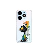 Tecno Spark 10 Pro ile Uyumlu Splash Kedi Tasarımlı Şeffaf Silikon Kılıf