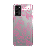 Oppo A55 Uyumlu Pembe Leopar Desenli Şeffaf Telefon Kılıfı