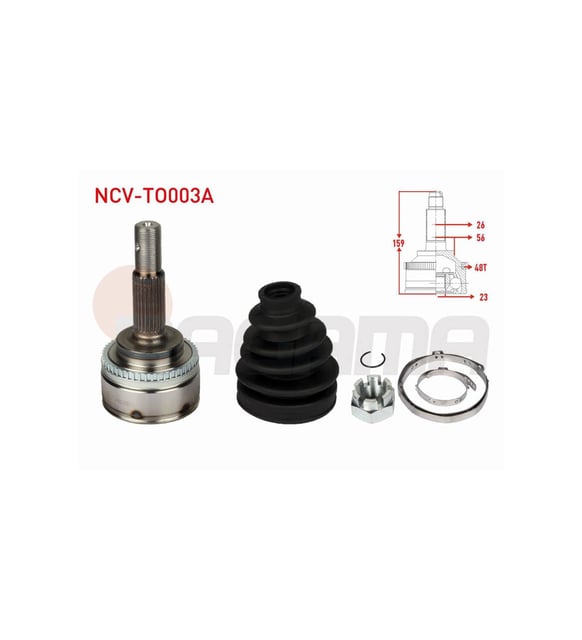 KO TOYOTA COROLLA AKS KAFASI SOL-SAĞ ÖN DIŞ 26X23X56 ABSLİ 48 DIŞ