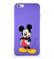 Apple iPhone 6 Plus Soft Premier Kapak Mickey Mouse-E Tasarımlı Silikon Kılıf - Mor (Şeffaf)