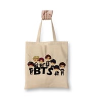 Babylook Kpop Bangtan Boys Bts Team Integrantes Beyaz Bez Çanta Uzun Saplı Alışveriş Çantası