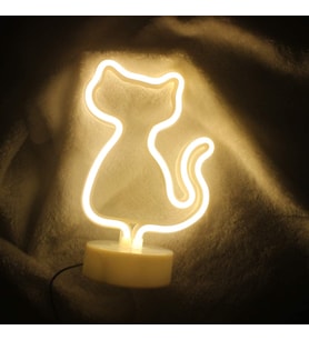 Neon Işıklı Kedi Tasarımlı Lamba