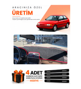 MAZDA 323 HATCHBACK BG KASA (1991-1995) Uyumlu Torpido Koruma Örtüsü Oto Kılıfı - Siyah Kırmızı