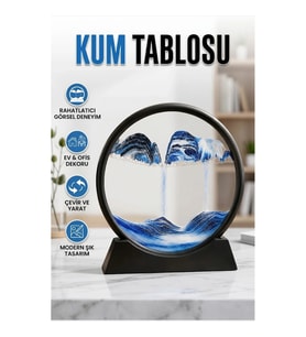 Dekoratif Sulu Kum Saati Şeffaf Cam Gövdeli Estetik Masa Aksesuarı