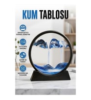 Dekoratif Sulu Kum Saati Şeffaf Cam Gövdeli Estetik Masa Aksesuarı
