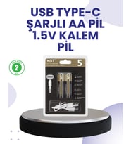 Type-C USB ile Hızlı Şarj Edilebilir AA Kalem Pil 1.5V Lityum Çiftli Paket