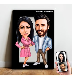 Kişiye Özel Sevgili Karikatür Ahşap Tablo - mx9