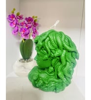 Medusa Yılan Kadın Dekoratif Kokulu Mum / Decorative Scented Medusa Candle (Koyu Yeşil)