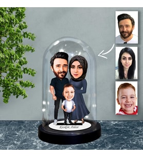 KİŞİYE ÖZEL AİLE TASARIMLI IŞIKLI KARİKATÜR FANUS BİBLO FN82