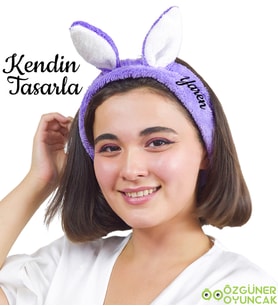Kendin Tasarla Dailing Spa Tavşan Kulaklı Saç - Makyaj Bandı (Lila)