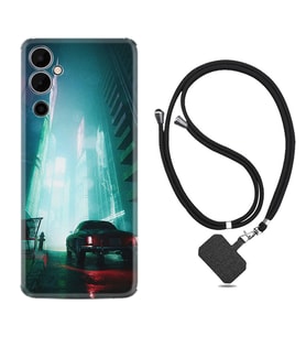 Tecno Pova Neo 2 Kılıf Silikon Boyun Askılı İpli Desenli Silikon Night Cars 1619