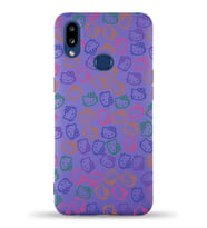 Samsung Galaxy A10s Uyumlu Lansman Kılıf Hello Kitty Tasarımlı İçi Kadife Kapak-Mor (Şeffaf)