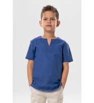 Kısa Kol Şile Bezi Bisiklet Yaka Yazlık Erkek Çocuk Tshirt Saks 3050