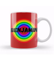Benjamin Name Custom   vintage Retro Rainbow Style Design GiftBaby Gift For Him Kupa Bardak Porselen