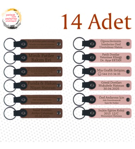 A Kahve & Yavru Ağzı, Kurumsal Seminerlere Katılanlara Hediye, 14’lü Set, İsimli Deri Anahtarlık