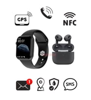 DTNO 1 Watch 7 Pro Max Gps Ve Nfc Özellikli Siri Aktif Smart Watch Akıllı Saat + Tws Airpods 3.nesil Bluetooth Kulaklık (Siyah)