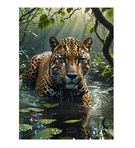 Sudaki Leopar Model Ahşap Tablo