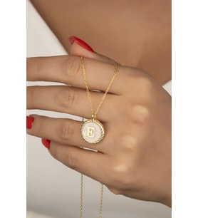 925 Ayar Gümüş Gold Harf Kolye