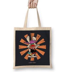 Ricochet Rabbit Retro Japanese Bez Çanta Uzun Saplı